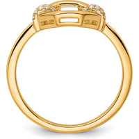14K Yellow Gold Open Octagon Fashion Ring with Prong-Set Round Diamonds - 0.10 Carat Total Diamond Weight by 0