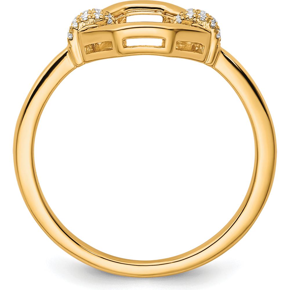 14K Yellow Gold Open Octagon Fashion Ring with Prong-Set Round Diamonds - 0.10 Carat Total Diamond Weight by 0