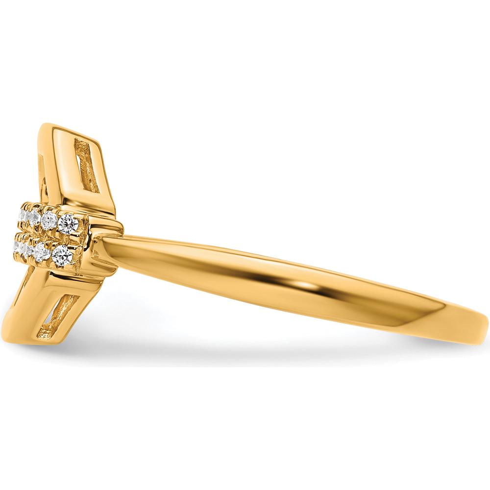 14K Yellow Gold Open Octagon Fashion Ring with Prong-Set Round Diamonds - 0.10 Carat Total Diamond Weight by 0