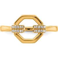 14K Yellow Gold Open Octagon Fashion Ring with Prong-Set Round Diamonds - 0.10 Carat Total Diamond Weight by 0