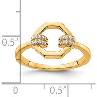14K Yellow Gold Open Octagon Fashion Ring with Prong-Set Round Diamonds - 0.10 Carat Total Diamond Weight by 0