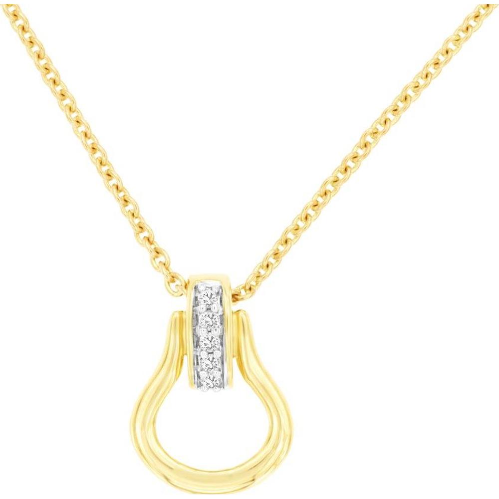 14K Yellow Gold Open Pendant Necklace with Diamond Accent - 0.03 Carat Total Diamond Weight - Royal Jewelry