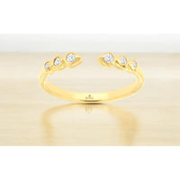 14K Yellow Gold Open-Shank Contemporary Ring with Bezel-Set Round Diamonds - 0.11 Carat Total Diamond Weight - Royal Jewelry