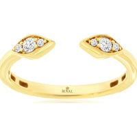14K Yellow Gold Open Shank Diamond Cluster Ring with Round Brilliant Stones - 0.20 Carat Total Diamond Weight - Royal Jewelry
