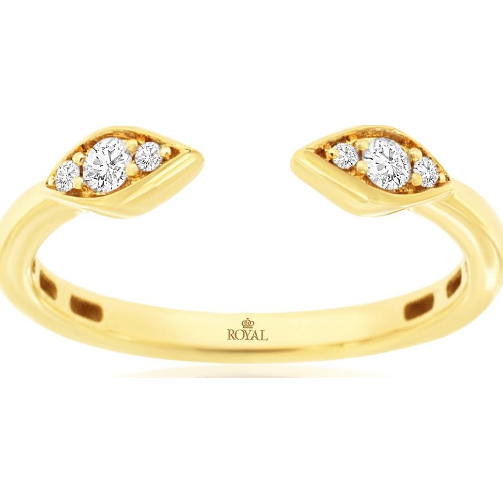 14K Yellow Gold Open Shank Diamond Cluster Ring with Round Brilliant Stones - 0.20 Carat Total Diamond Weight - Royal Jewelry