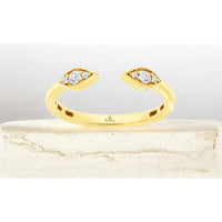 14K Yellow Gold Open Shank Diamond Cluster Ring with Round Brilliant Stones - 0.20 Carat Total Diamond Weight - Royal Jewelry