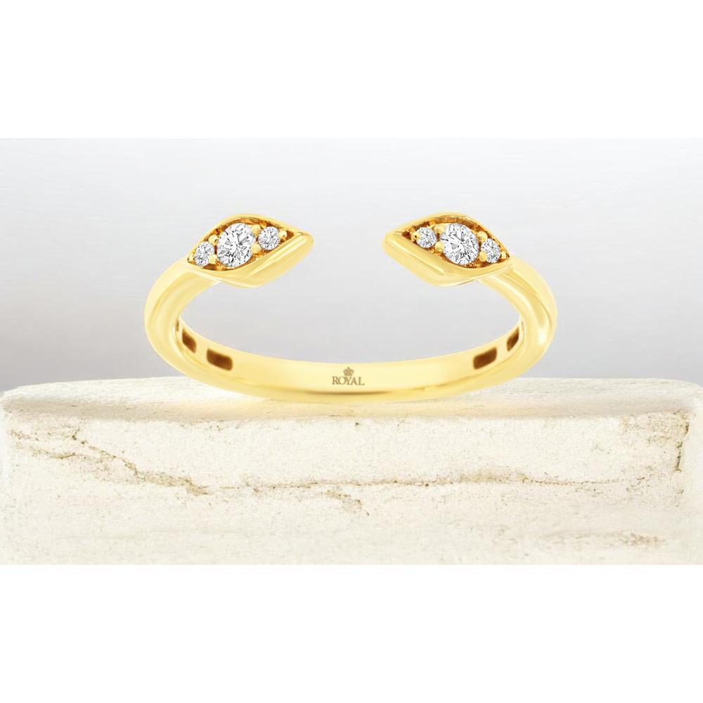 14K Yellow Gold Open Shank Diamond Cluster Ring with Round Brilliant Stones - 0.20 Carat Total Diamond Weight - Royal Jewelry