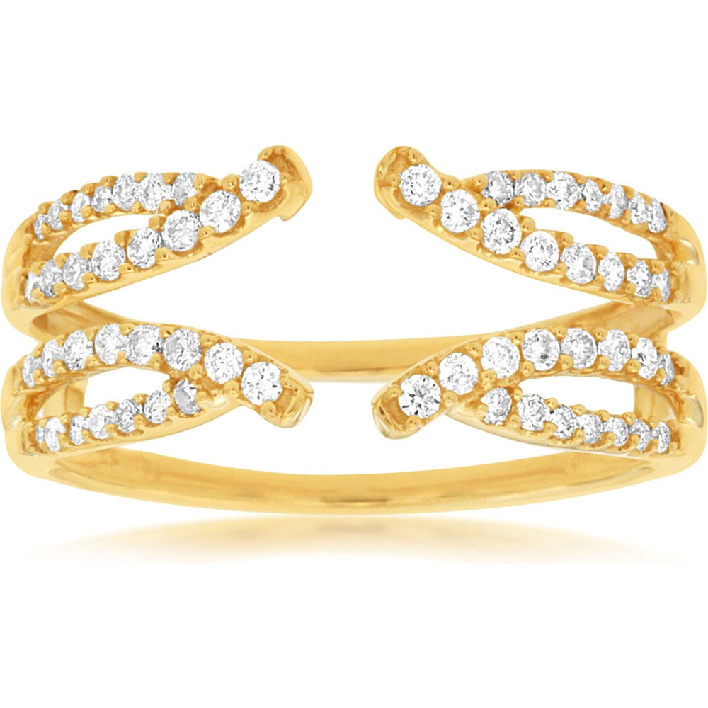 14K Yellow Gold Open Shank Insert Ring with Round Diamonds - 0.38 Carat Total Diamond Weight - Royal Jewelry