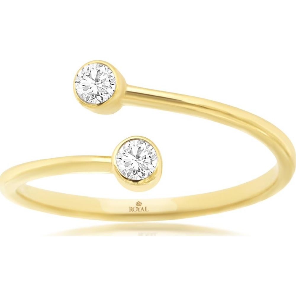 14K Yellow Gold Open Shank Ring with Bezel Set Round Diamonds - 0.15 Carat Total Diamond Weight - Royal Jewelry