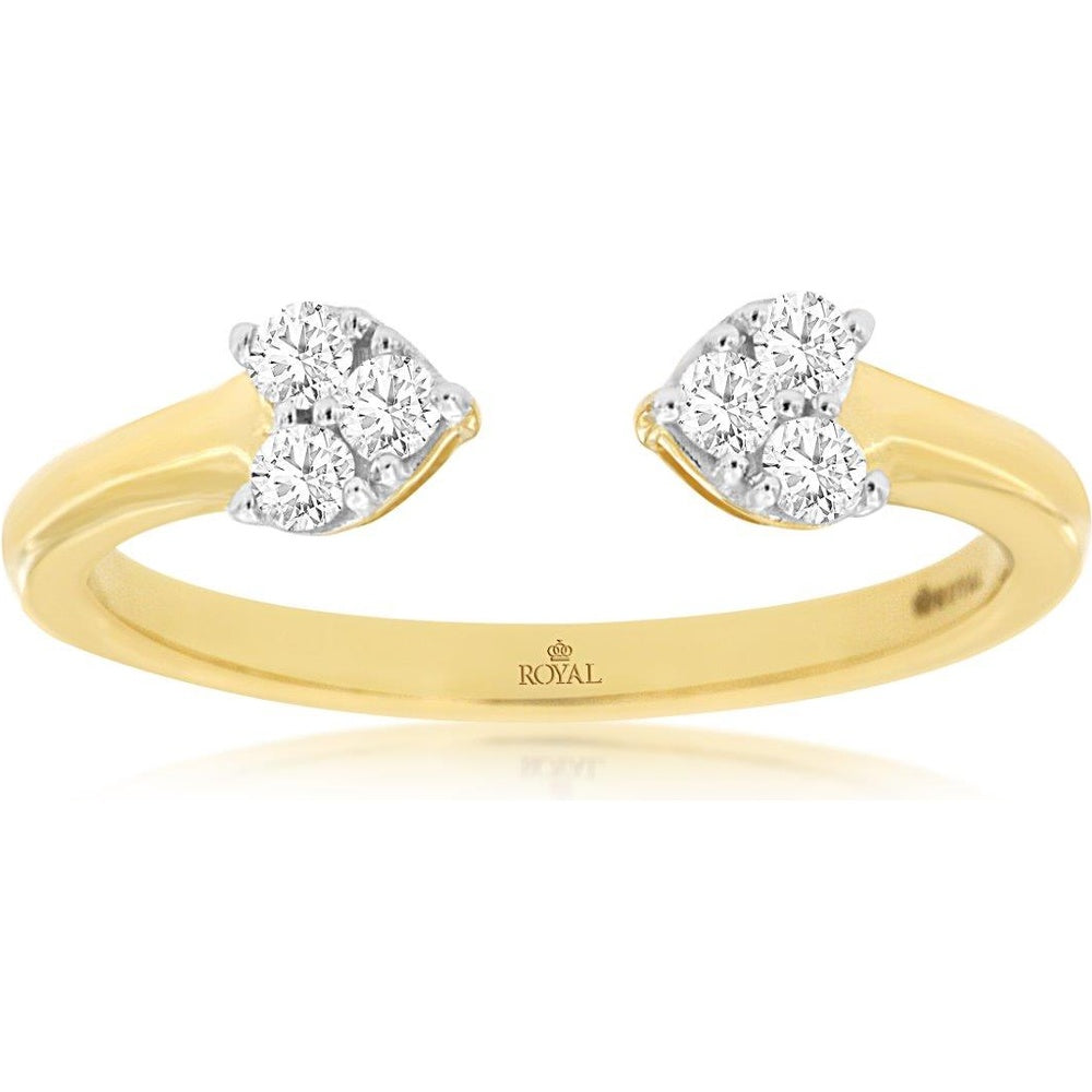 14K Yellow Gold Open Shank Ring with Cluster Set Round Diamonds - 0.18 Carat Total Diamond Weight - Royal Jewelry