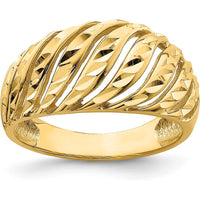 14K Yellow Gold Open Slash Diamond-Cut Domed Fashion Ring by Oro Pregiato