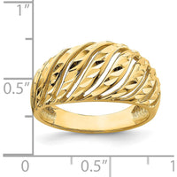 14K Yellow Gold Open Slash Diamond-Cut Domed Fashion Ring by Oro Pregiato
