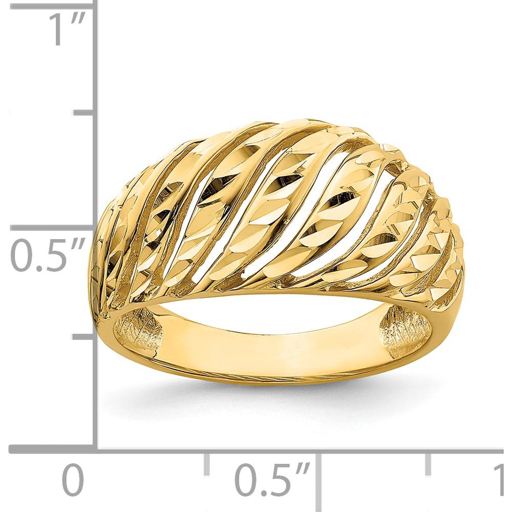 14K Yellow Gold Open Slash Diamond-Cut Domed Fashion Ring by Oro Pregiato