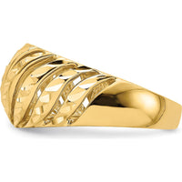 14K Yellow Gold Open Slash Diamond-Cut Domed Fashion Ring by Oro Pregiato