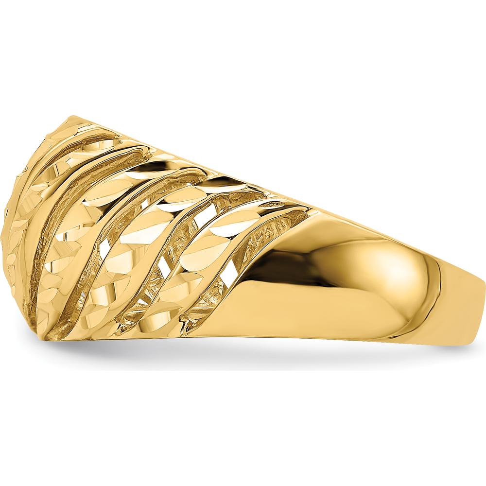 14K Yellow Gold Open Slash Diamond-Cut Domed Fashion Ring by Oro Pregiato