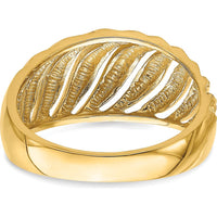 14K Yellow Gold Open Slash Diamond-Cut Domed Fashion Ring by Oro Pregiato