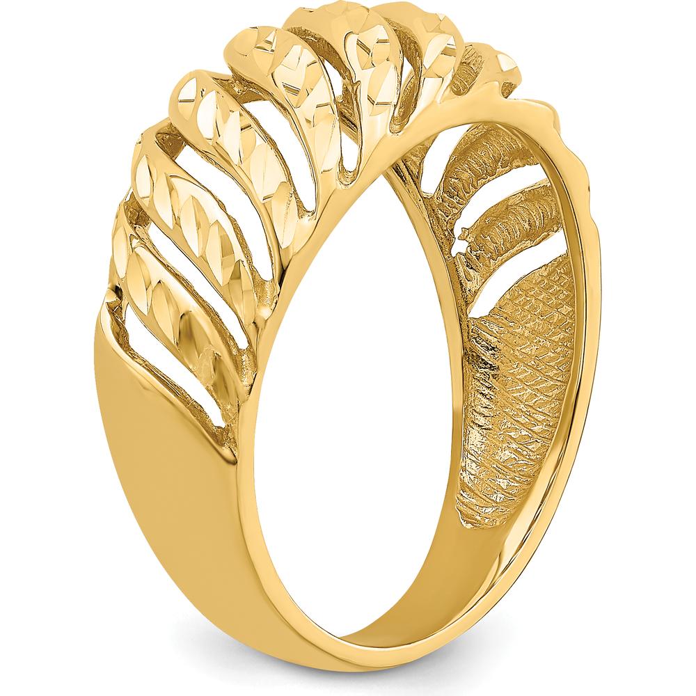14K Yellow Gold Open Slash Diamond-Cut Domed Fashion Ring by Oro Pregiato