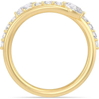 14K Yellow Gold Open Spiral Fashion Ring with Pear and Round Diamonds - 1.15 Carat Total Diamond Weight by Auriventus