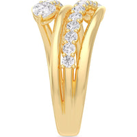 14K Yellow Gold Open Spiral Fashion Ring with Pear and Round Diamonds - 1.15 Carat Total Diamond Weight by Auriventus