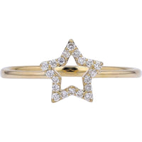 14K Yellow Gold Open Star Ring with 0.12 Carat Total Diamond Weight