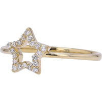 14K Yellow Gold Open Star Ring with 0.12 Carat Total Diamond Weight