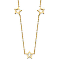 14K Yellow Gold Open Stars Pendant Necklace with Adjustable Cable Chain - 18" + 2" Extension by Oro Pregiato
