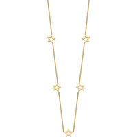 14K Yellow Gold Open Stars Pendant Necklace with Adjustable Cable Chain - 18" + 2" Extension by Oro Pregiato