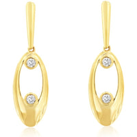 14K Yellow Gold Open Teardrop Drop Earrings with Bezel-Set Round Diamonds - 0.20 Carat Total Diamond Weight - Royal Jewelry