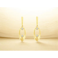 14K Yellow Gold Open Teardrop Drop Earrings with Bezel-Set Round Diamonds - 0.20 Carat Total Diamond Weight - Royal Jewelry