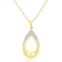 14K Yellow Gold Open Teardrop Pendant with Pavé-Set Round Diamonds - 0.25 Carat Total Diamond Weight - Royal Jewelry