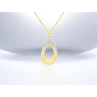 14K Yellow Gold Open Teardrop Pendant with Pavé-Set Round Diamonds - 0.25 Carat Total Diamond Weight - Royal Jewelry