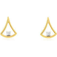 14K Yellow Gold Open Teardrop Stud Earrings with Four-Prong Set Round Diamonds - 0.03 Carat Total Diamond Weight - Royal Jewelry