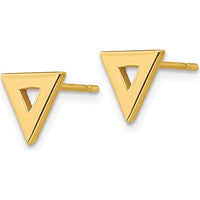 14K Yellow Gold Open Triangle Post Earrings - Sleek and Polished Geometric Design by Oro Pregiato