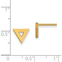 14K Yellow Gold Open Triangle Post Earrings - Sleek and Polished Geometric Design by Oro Pregiato