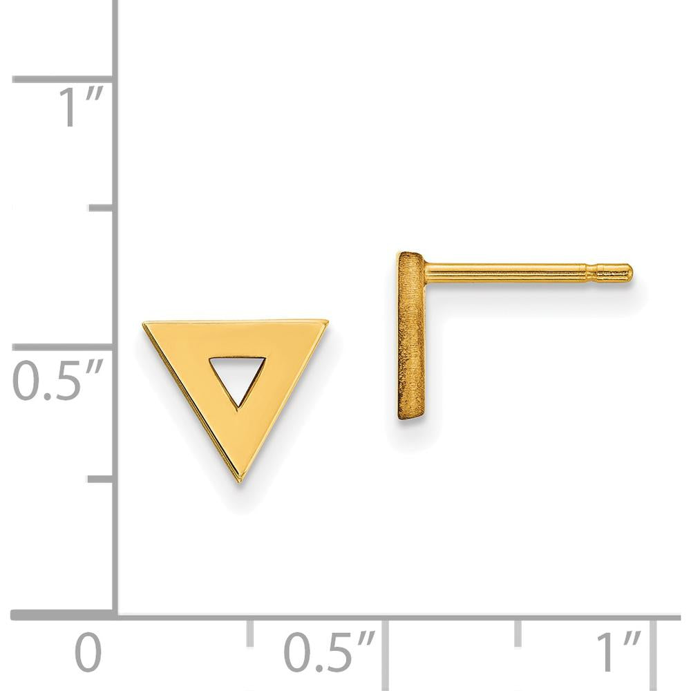 14K Yellow Gold Open Triangle Post Earrings - Sleek and Polished Geometric Design by Oro Pregiato