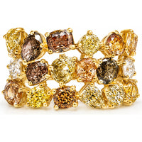 14K Yellow Gold Openwork Fashion Ring with Mixed Fancy Color Diamonds - 4.15 Carat Total Diamond Weight by Auriventus