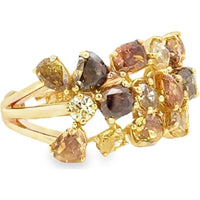 14K Yellow Gold Openwork Fashion Ring with Mixed Fancy Color Diamonds - 4.15 Carat Total Diamond Weight by Auriventus