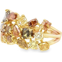 14K Yellow Gold Openwork Fashion Ring with Mixed Fancy Color Diamonds - 4.15 Carat Total Diamond Weight by Auriventus