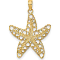 14K Yellow Gold Openwork Starfish Pendant with Textured Center - 26mm by Oro Pregiato