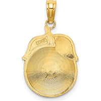 14K Yellow Gold Orange and Green Enameled Orange Charm with Stem and Leaf - Polished Finish by Oro Pregiato