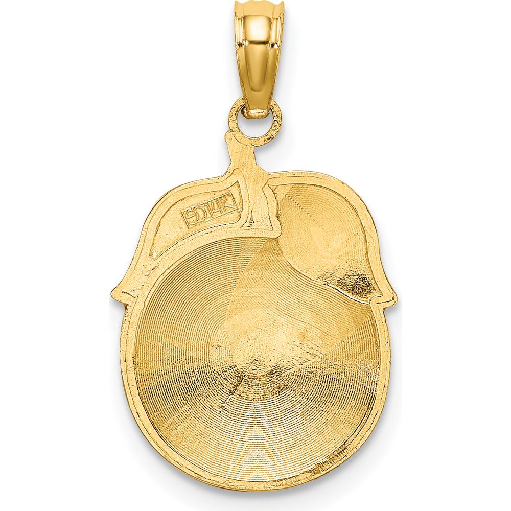 14K Yellow Gold Orange and Green Enameled Orange Charm with Stem and Leaf - Polished Finish by Oro Pregiato