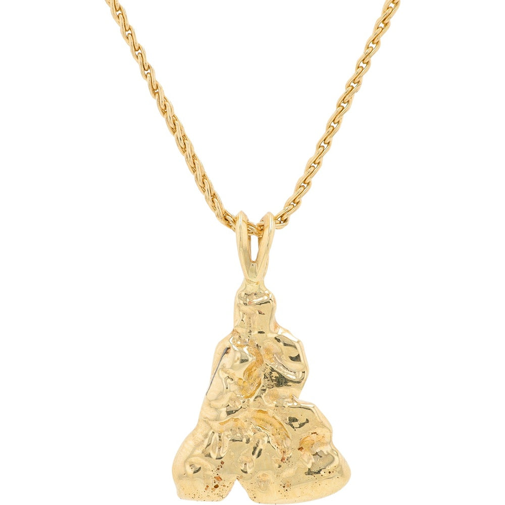 14K Yellow Gold Organic Nugget Pendant Necklace with 18-Inch Chain - 10.15 Grams Gold Weight