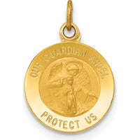 14K Yellow Gold Our Guardian Angel Medal Charm - Polished and Satin Finish by Oro Pregiato