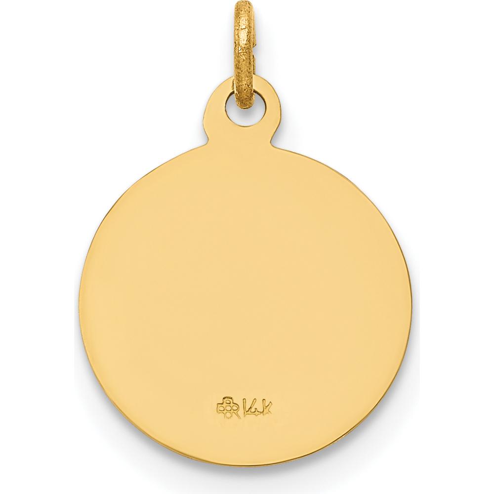 14K Yellow Gold Our Guardian Angel Medal Charm - Polished and Satin Finish by Oro Pregiato