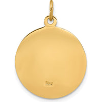 14K Yellow Gold Our Lady of Fatima Round Pendant with Polished and Satin Finish by Oro Pregiato