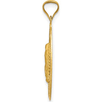 14K Yellow Gold Our Lady of Guadalupe Diamond-Cut Pendant with Rose and White Rhodium Accents by Oro Pregiato