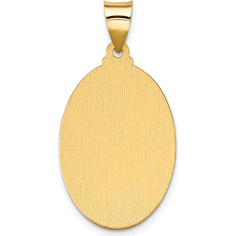 14K Yellow Gold Our Lady Of Guadalupe Hollow Oval Pendant - Polished & Satin Finish by Oro Pregiato
