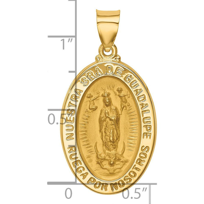 14K Yellow Gold Our Lady Of Guadalupe Hollow Oval Pendant - Polished ...