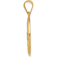 14K Yellow Gold Our Lady of Guadalupe Hollow Pendant with Polished and Satin Finish by Oro Pregiato