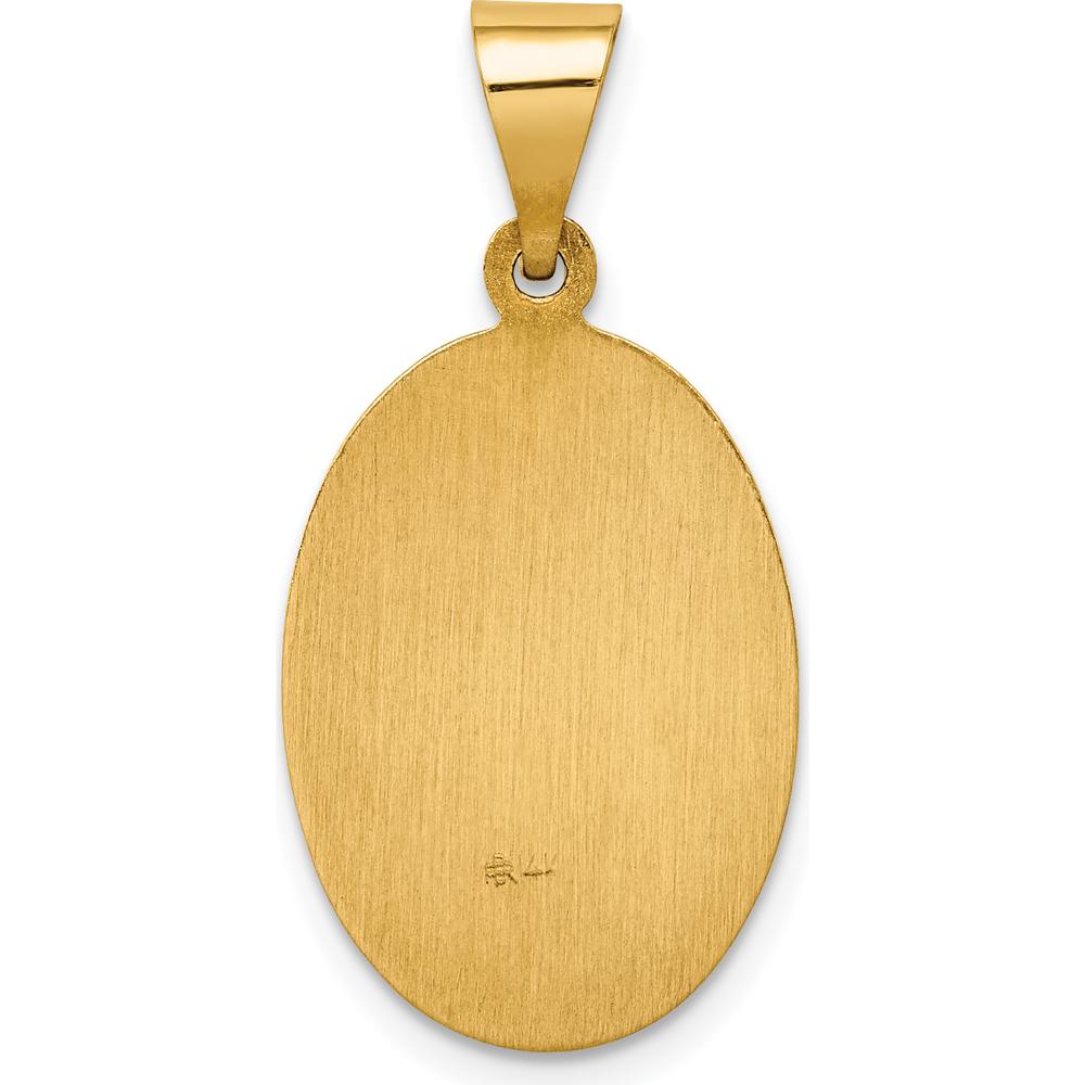 14K Yellow Gold Our Lady of Guadalupe Hollow Pendant with Polished and Satin Finish by Oro Pregiato